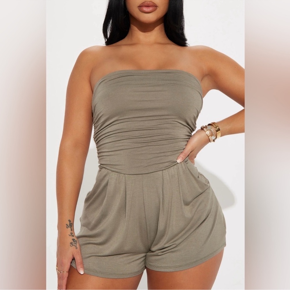 Strapless Olive Green Romper